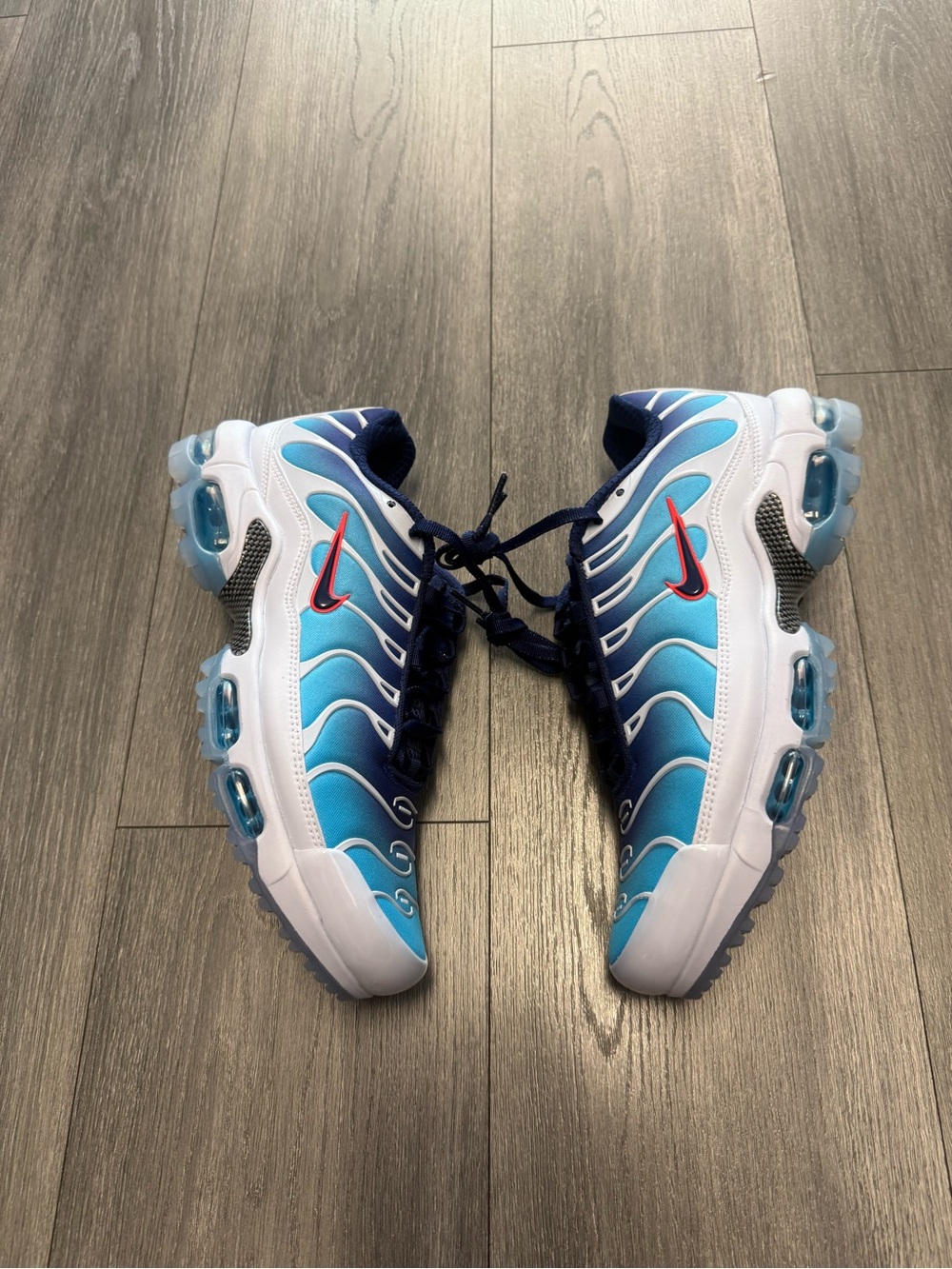 Nike Air Max Plus White Deep Blue Moon Shoes PGA Championship HJ4517-400 Sz 9.5